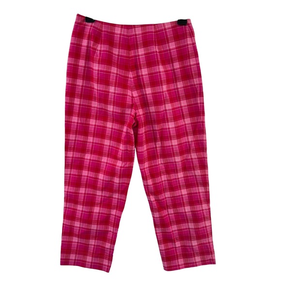 david brooks Pants - David Brooks Pink Plaid‎ Crop Pants Size 4 Stretch Coastal Preppy Golf Resort